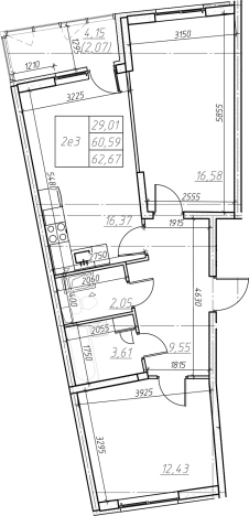 Купить трехкомнатную квартиру в новостройках у метро Девяткино в Мурине. Вариант № 6851919, 0, площадь -  квм, цена 9033969 рублей
