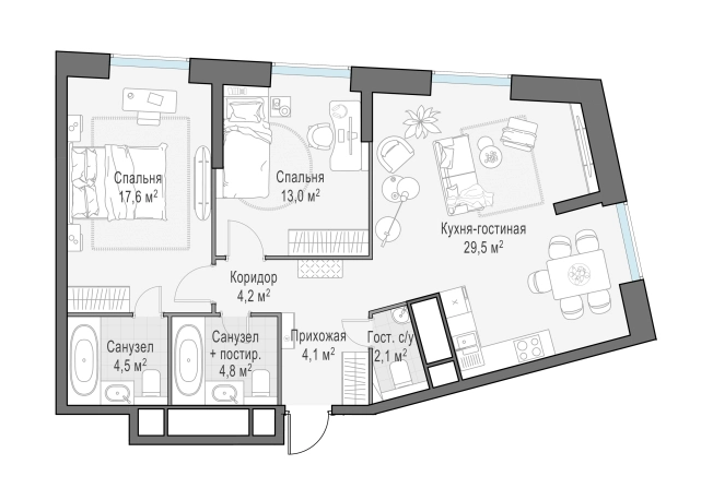 Купить трехкомнатную квартиру в районе Можайский в Москве. Вариант № 62960, 0, площадь -  квм, цена 43800000 рублей