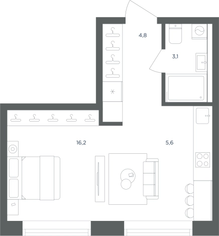Купить Студию в Одинцове. Вариант № 160931, 0, площадь -  квм, цена 6514273 рублей