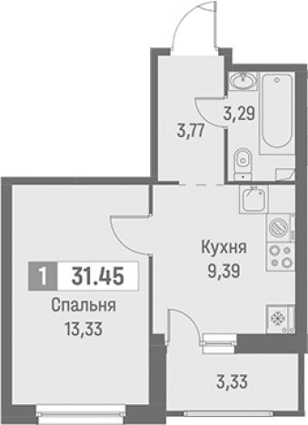 Купить однокомнатную квартиру на улице Цветной проезд в Ленинградской области. Вариант № 9099755, 0, площадь -  квм, цена 6996925 рублей