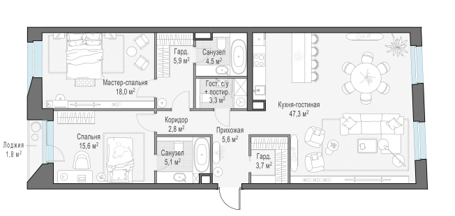 Купить квартиру в районе Даниловский в Москве. Вариант № 63526, 0, площадь -  квм, цена 76190000 рублей