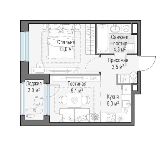 Купить двухкомнатную квартиру в новостройках в ЖК Белый Grad в Мытищах. Вариант № 167430, 0, площадь -  квм, цена 7910000 рублей