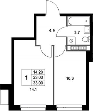 Купить однокомнатную квартиру у метро Некрасовка в Люберцах. Вариант № 116239, 0, площадь -  квм, цена 8309400 рублей