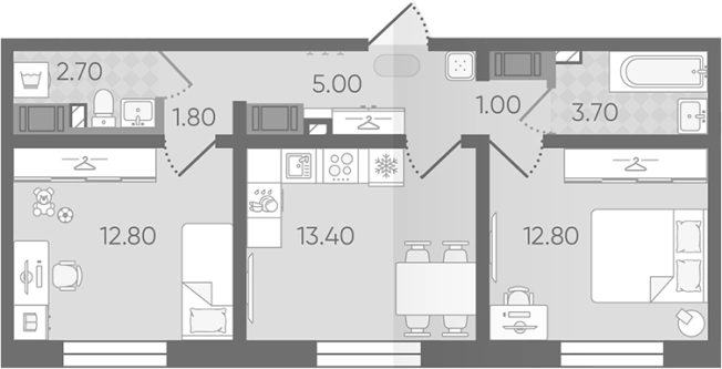 . Вариант № 8093327, 0, площадь - 53.2 квм, цена 9698892 рублей