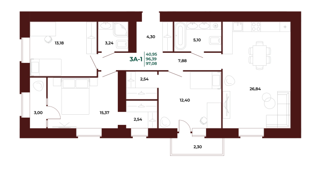 Купить трехкомнатную квартиру в новостройках на улице проспект Строителей в Пензе. Вариант № 418770, 0, площадь -  квм, цена 11833800 рублей