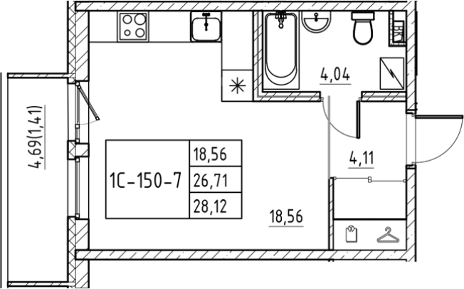 Купить Студию в ЖК Энфилд в Ленинградской области. Вариант № 7830655, 0, площадь -  квм, цена 5112216 рублей