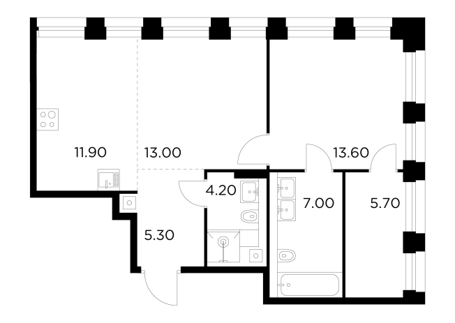 Купить двухкомнатную квартиру у метро Балтийская в Москве. Вариант № 9104313, 1, площадь -  квм, цена 32322500 рублей