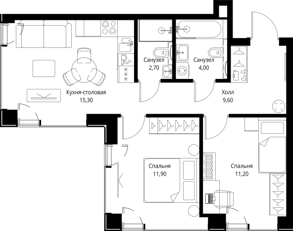 Купить двухкомнатную квартиру в новостройках в ЖК VEER в Москве. Вариант № 5846034, 0, площадь - квм, цена 33312300 рублей