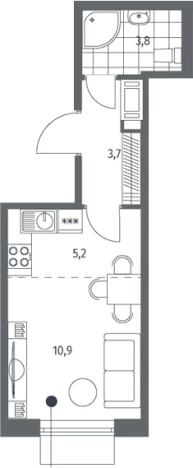 . Вариант № 9324491, 0, площадь - 23.6 квм, цена 10426000 рублей