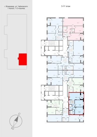 Купить квартиру на улице Чайковского в Владимире. Вариант № 150495, 2, площадь -  квм, цена 8562500 рублей