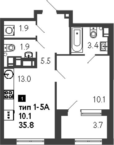 Купить однокомнатную квартиру в ЖК Струны в Санкт-Петербурге. Вариант № 8099197, 0, площадь -  квм, цена 13557242 рублей