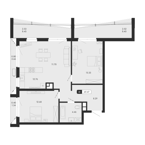 Купить трехкомнатную квартиру в Республике Крым. Вариант № 155554, 0, площадь -  квм, цена 28585246 рублей