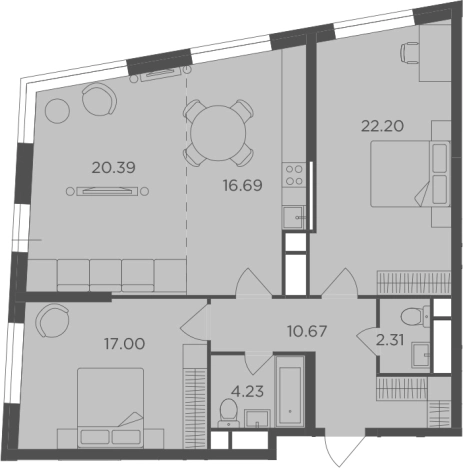 Купить трехкомнатную квартиру у метро Рабочий Посёлок в Москве. Вариант № 67744, 0, площадь - квм, цена 32036030 рублей