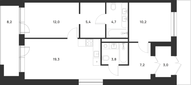 Купить трехкомнатную квартиру у метро Корниловская в Москве. Вариант № 10416896, 0, площадь -  квм, цена 29962545 рублей