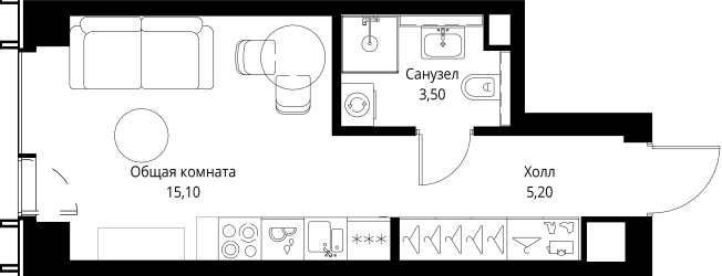 Купить Студию у метро Аминьевская в Москве. Вариант № 6289251, 0, площадь -  квм, цена 19873000 рублей