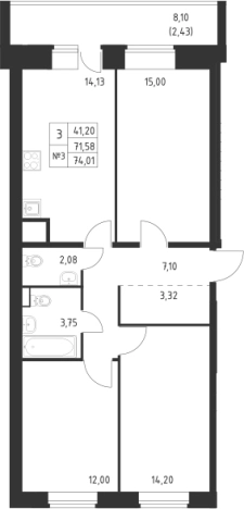 Купить трехкомнатную квартиру в ЖК Живи! В Рыбацком в Санкт-Петербурге. Вариант № 6632628, 0, площадь -  квм, цена 21405723 рублей