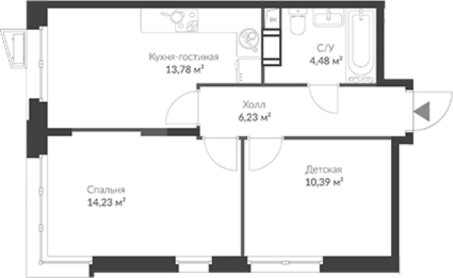 Купить двухкомнатную квартиру в новостройках у метро Парнас в Сертолове. Вариант № 8470285, 0, площадь -  квм, цена 7693369 рублей