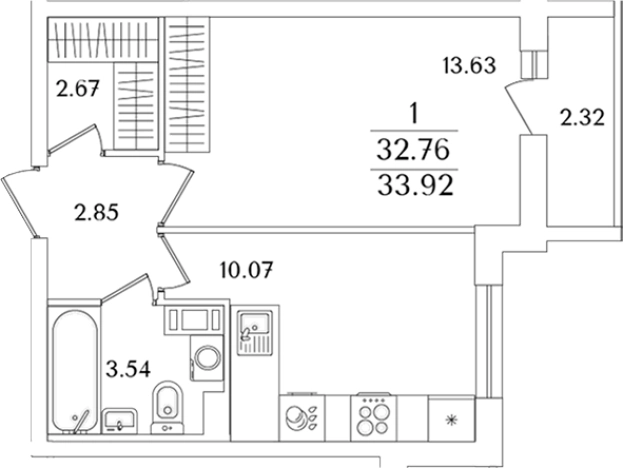 Купить однокомнатную квартиру в районе исторический  Сосновая Поляна в Санкт-Петербурге. Вариант № 6712751, 0, площадь -  квм, цена 11874621 рублей