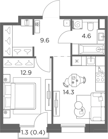 Купить однокомнатную квартиру у метро Мякинино в Красногорске. Вариант № 138106, 0, площадь -  квм, цена 11953044 рублей