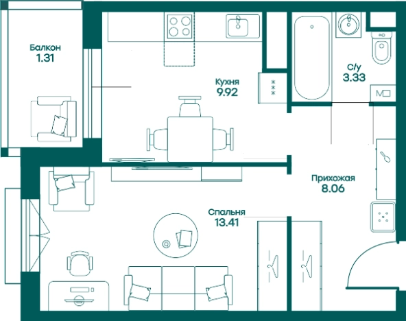 Купить однокомнатную квартиру в Одинцове. Вариант № 70699, 0, площадь -  квм, цена 6679893 рублей