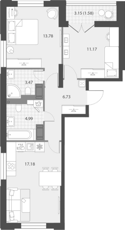 Купить трехкомнатную квартиру в районе Невский в Санкт-Петербурге. Вариант № 7851192, 0, площадь -  квм, цена 20638913 рублей
