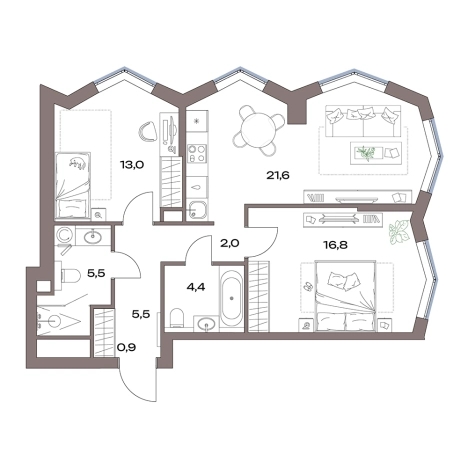 Купить трехкомнатную квартиру у метро Яхромская в Москве. Вариант № 880602, 0, площадь -  квм, цена 30584188 рублей