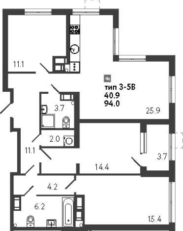 Купить четырехкомнатную квартиру у метро Парнас в Санкт-Петербурге. Вариант № 8099548, 0, площадь -  квм, цена 31946144 рублей