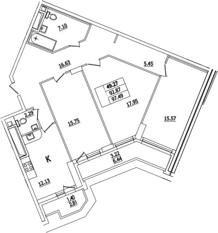 Купить трехкомнатную квартиру в районе Выборгский в Санкт-Петербурге. Вариант № 66945, 0, площадь -  квм, цена 21319294 рублей