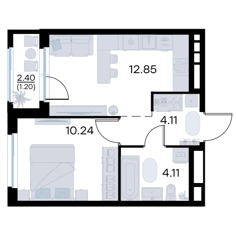 Купить однокомнатную квартиру в ЖК Glorax Октябрьский в Владимире. Вариант № 7707466, 1, площадь -  квм, цена 5299999 рублей