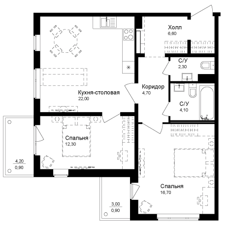 Купить двухкомнатную квартиру в новостройках на улице Достоевского в Ленинградской области. Вариант № 7829267, 0, площадь -  квм, цена 9217000 рублей