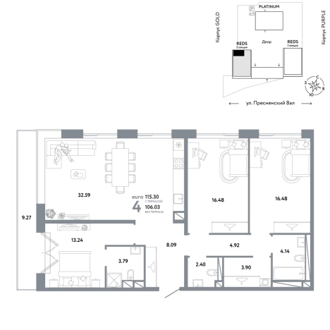 Купить четырехкомнатную квартиру в ЖК Republic в Москве. Вариант № 122481, 0, площадь -  квм, цена 112413800 рублей