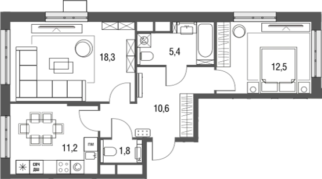 Купить двухкомнатную квартиру в ЖК Сиреневый парк в Москве. Вариант № 67375, 0, площадь -  квм, цена 22145994 рублей