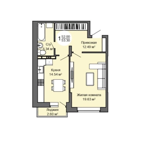 Купить однокомнатную квартиру на вторичке в Тульской области. Вариант № 99029, 0, площадь -  квм, цена 4630000 рублей