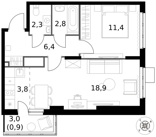 Купить двухкомнатную квартиру у метро Домодедовская в Видном. Вариант № 9954011, 0, площадь -  квм, цена 15368250 рублей