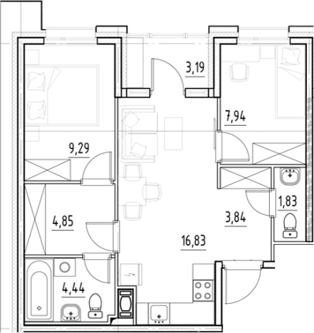 Купить двухкомнатную квартиру в ЖК Nigilist в Санкт-Петербурге. Вариант № 5559554, 0, площадь -  квм, цена 15911087 рублей