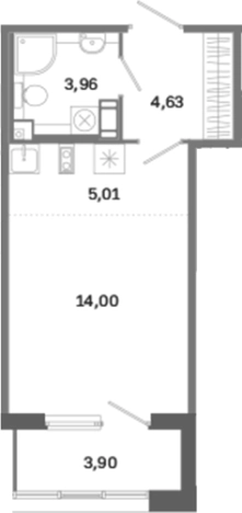 Купить Студию на улице Курская в Санкт-Петербурге. Вариант № 6260117, 0, площадь -  квм, цена 14156040 рублей