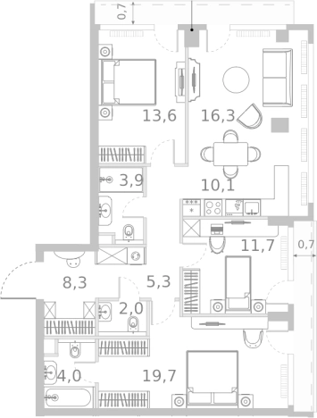 Купить многокомнатную квартиру в ЖК River Park Towers Кутузовский в Москве. Вариант № 105343, 0, площадь -  квм, цена 108527829 рублей