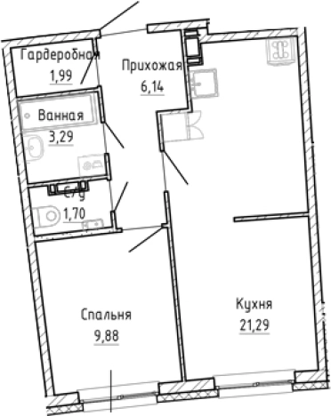 . Вариант № 8928724, 0, площадь - 44.29 квм, цена 7404126 рублей
