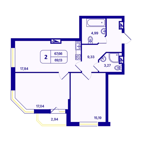 . Вариант № 10056571, 0, площадь - 69.13 квм, цена 9400000 рублей