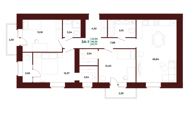 Купить трехкомнатную квартиру в новостройках на улице проспект Строителей в Пензе. Вариант № 418816, 0, площадь -  квм, цена 11818800 рублей