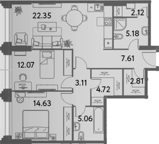 Купить двухкомнатную квартиру на вторичке в ЖК ILOVE в Москве. Вариант № 88913, 0, площадь -  квм, цена 29596260 рублей