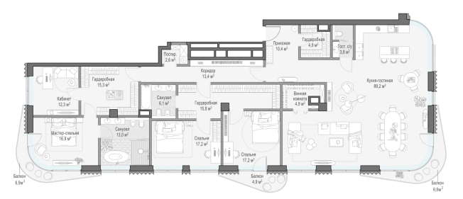 Купить многокомнатную квартиру в районе Якиманка в Москве. Вариант № 168537, 0, площадь -  квм, цена 719330000 рублей