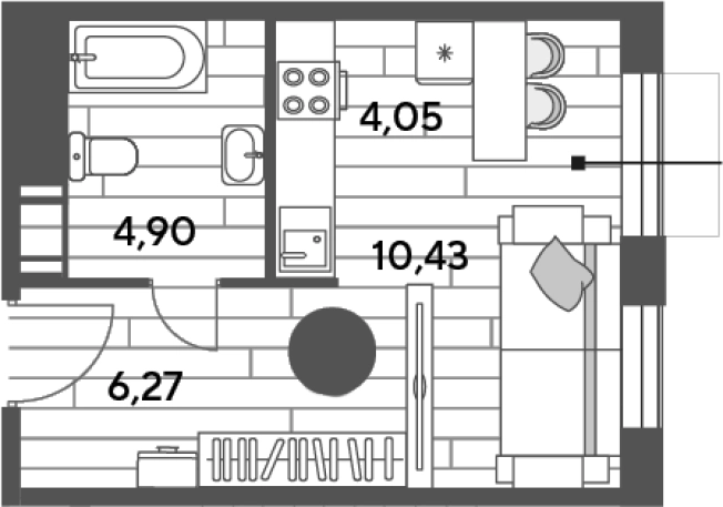 . Вариант № 123693, 0, площадь - 25.65 квм, цена 5656133 рублей