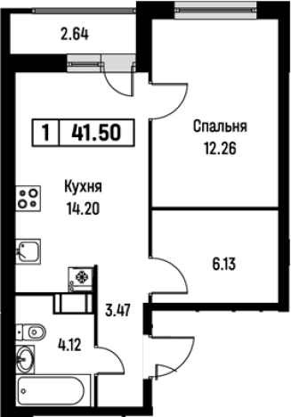 Купить однокомнатную квартиру у метро Девяткино в Мурине. Вариант № 8062018, 0, площадь - квм, цена 7462717 рублей