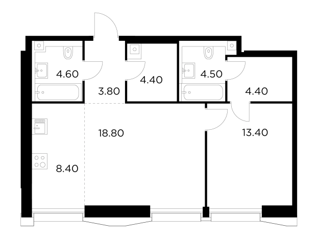 Купить двухкомнатную квартиру у метро Балтийская в Москве. Вариант № 9104419, 1, площадь -  квм, цена 32568500 рублей