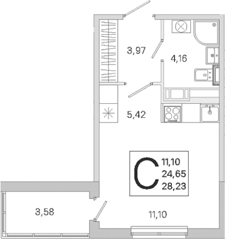 Купить Студию в новостройках в ЖК ЮгТаун. Олимпийские кварталы в Санкт-Петербурге. Вариант № 9638784, 0, площадь -  квм, цена 5773030 рублей