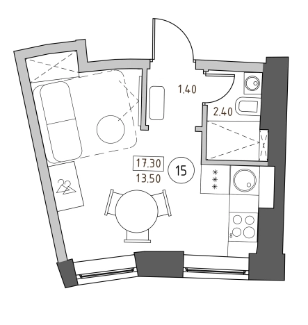 Купить Студию на улице Швецова в Санкт-Петербурге. Вариант № 7853812, 0, площадь -  квм, цена 6948113 рублей