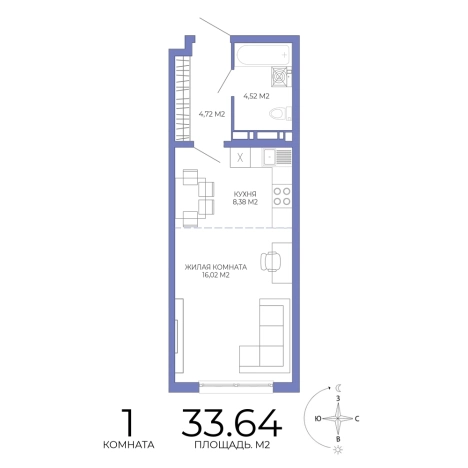 Купить однокомнатную квартиру на улице Побочинская в Пензе. Вариант № 129122, 0, площадь -  квм, цена 3094880 рублей