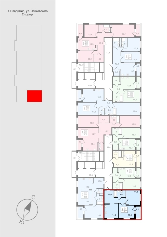 Купить квартиру на улице Чайковского в Владимире. Вариант № 150639, 2, площадь -  квм, цена 9329400 рублей