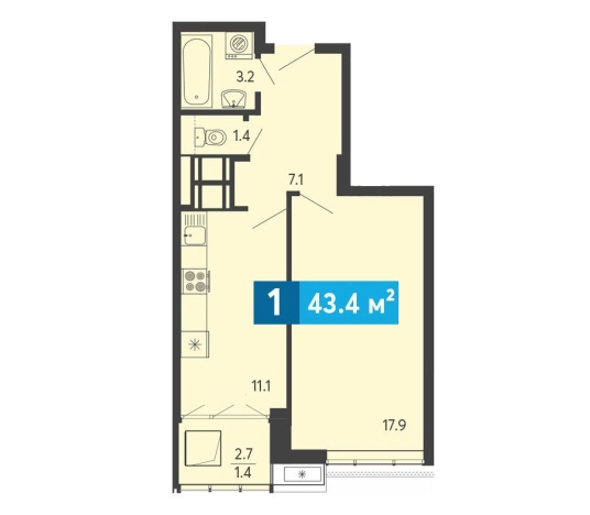 Купить однокомнатную квартиру в ЖК Жилой комплекс "Созвездие (1 очередь)" в Пензенской области. Вариант № 80017, 0, площадь -  квм, цена 5676750 рублей